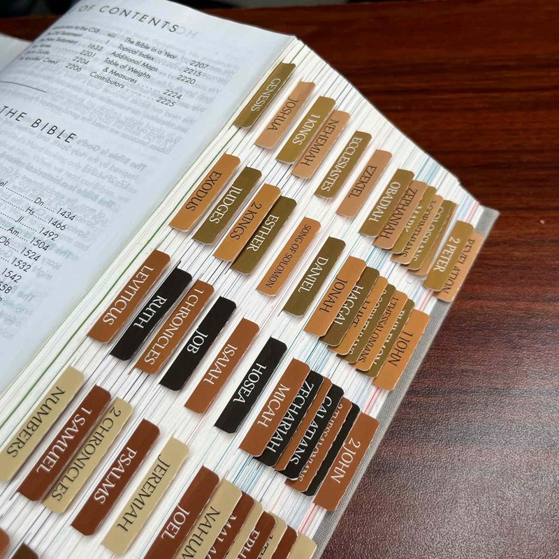 thinkor Reposition Laminated Bible Tabs, Large Print Stickers, Easy to Read & Apply Bible Tabs for Women & Man (Autumn Wood) - Image 3